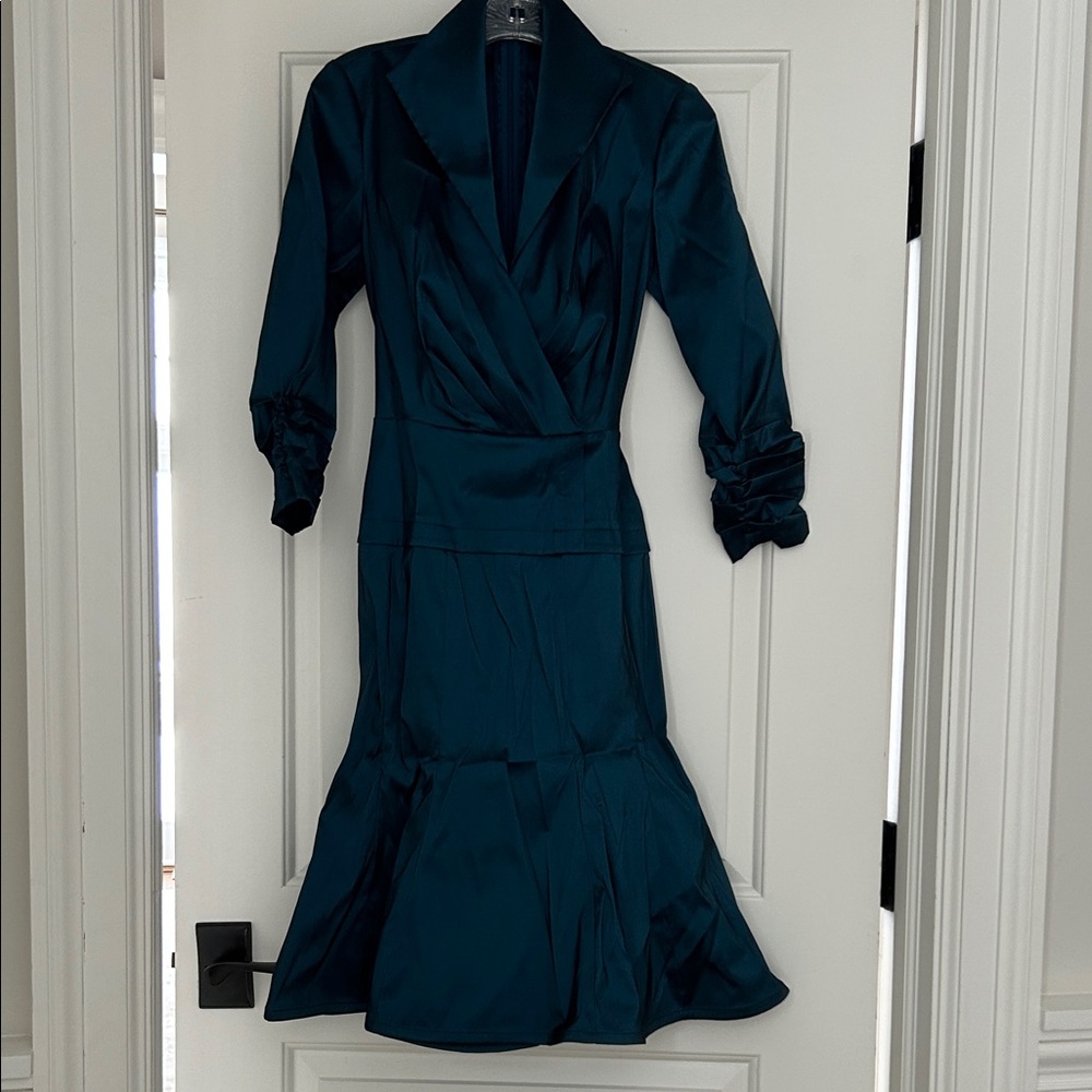 Sophisticated Teal Long Sleeve Dress